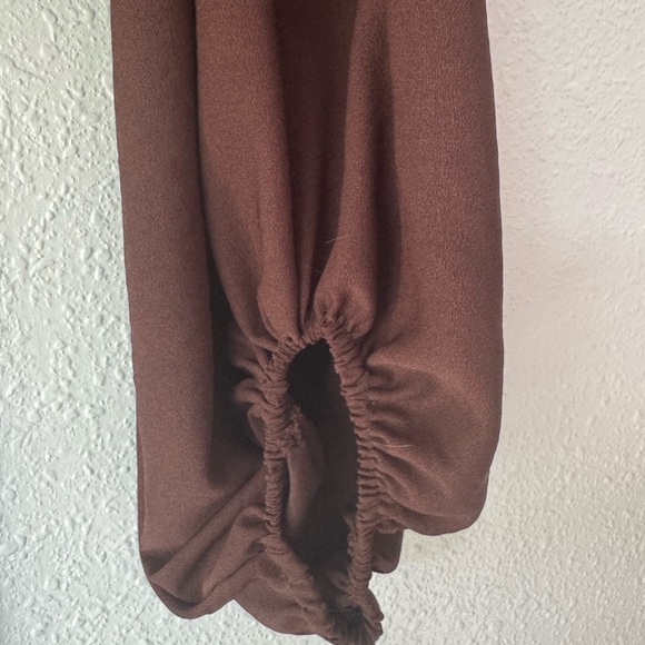 Altar’d State Chocolate Tie-Front Blouse - Picture 2 of 9